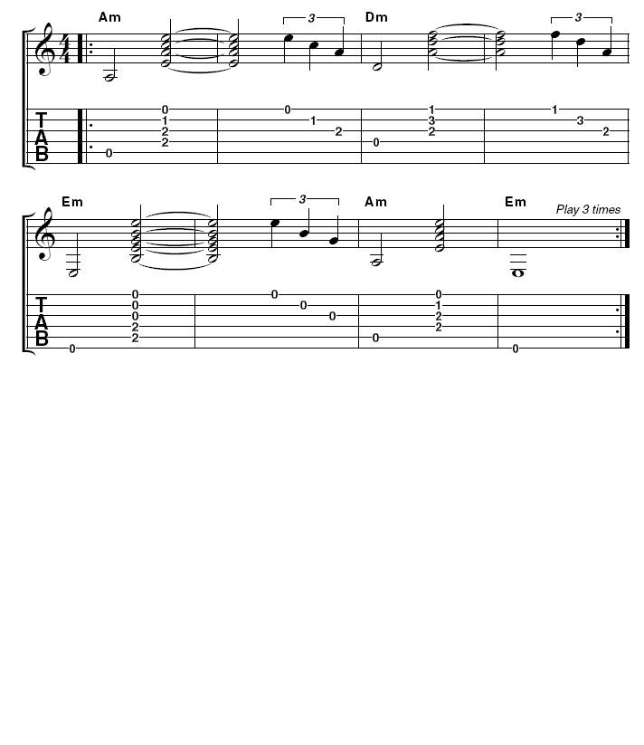 Example 2: Minor Chords, The tempo is very slow for this track. While this can make things easier, take care not to rush. Playing with the backing track will help stop this.