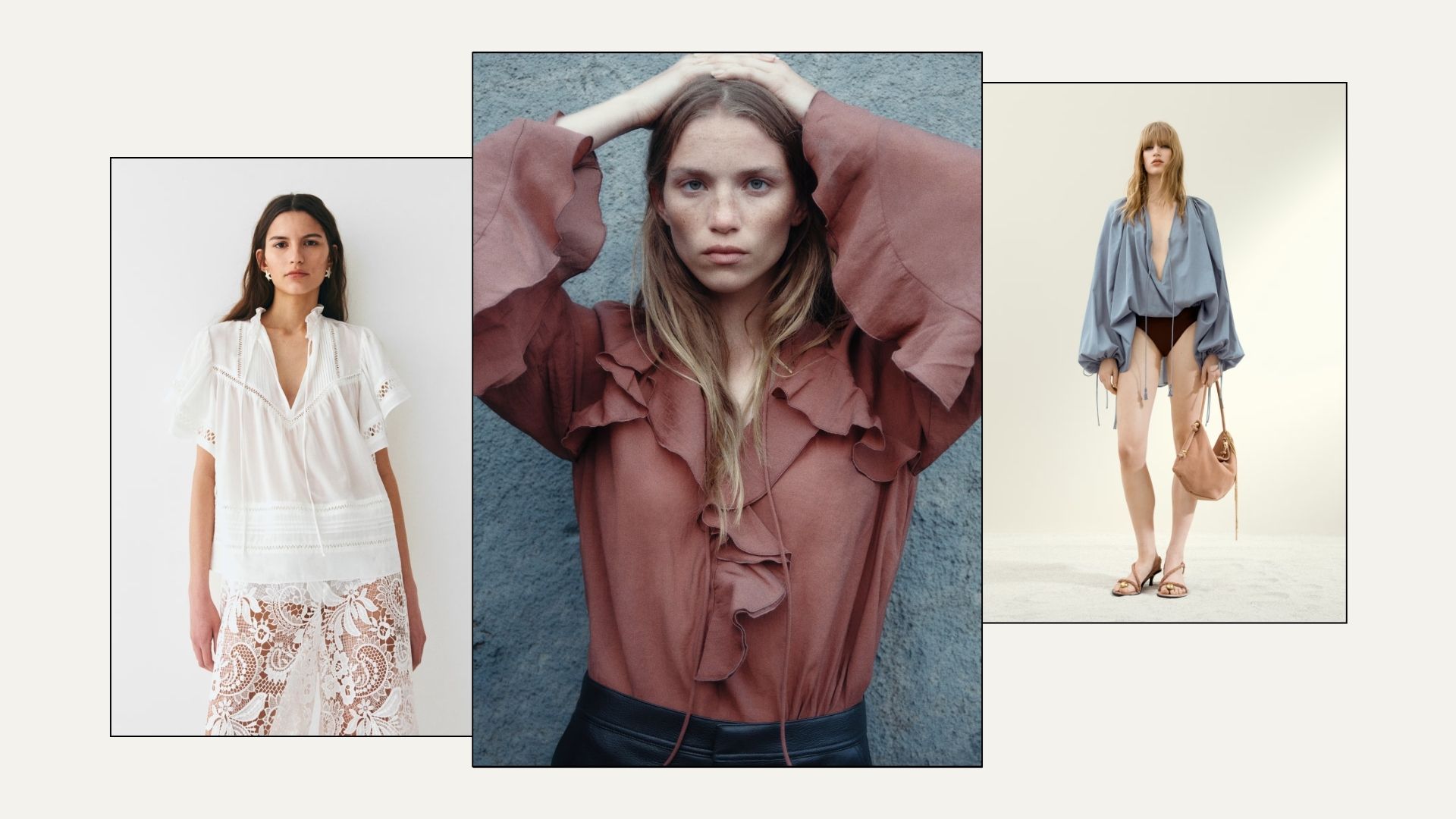 Three women wear H&M blouses
