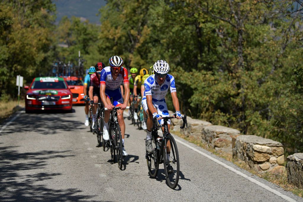 Geoffrey Bouchard (AG2R La Mondiale) leads the break on stage 18
