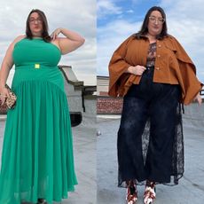  A collage of street-style outfit photos featuring Sarah Chiwaya posing outdoors in New York City.