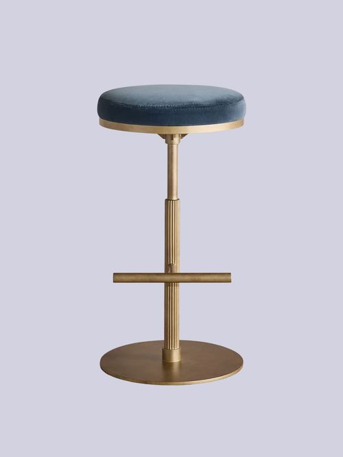 Wardell Barstool, Velvet, Grey Blue