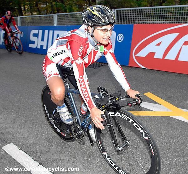 Anne Samplonius (Canada) heads out on the TT course for a practice lap