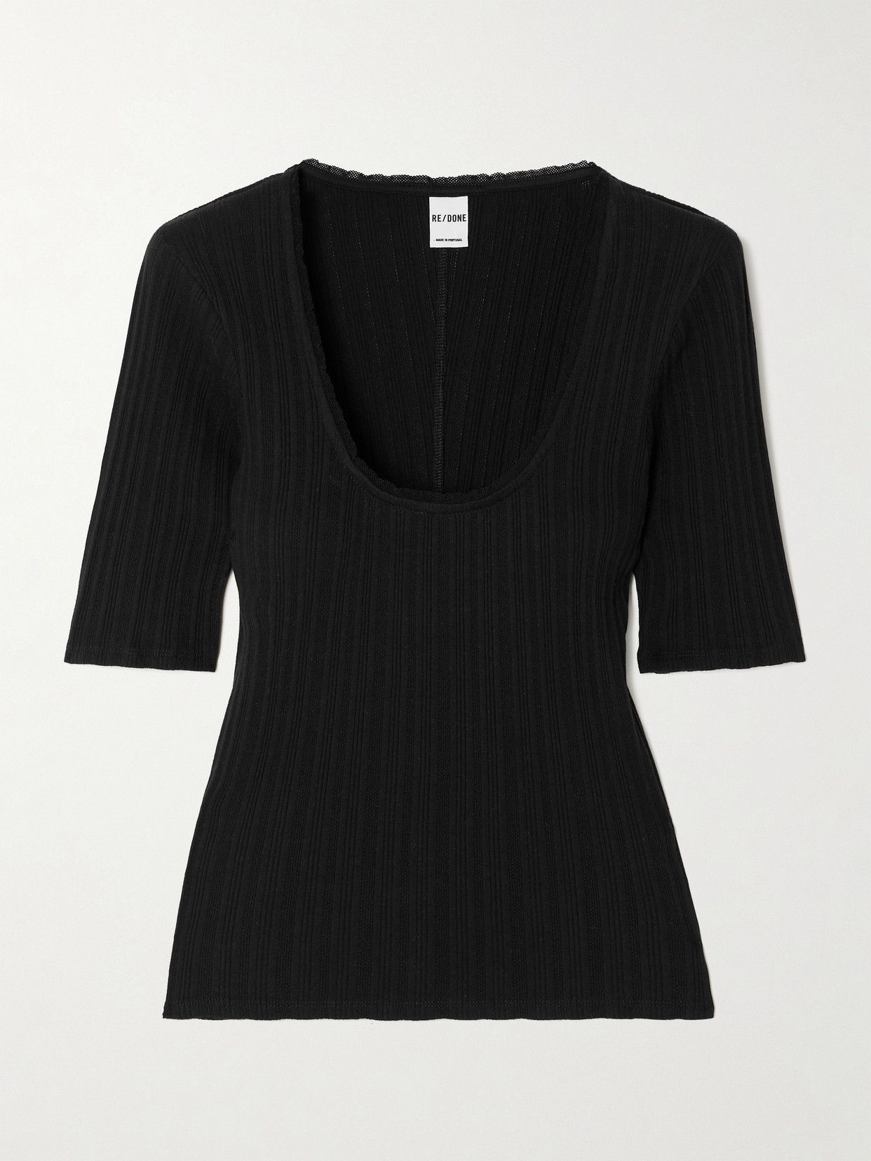Pointelle-Knit Cotton-Jersey Top
