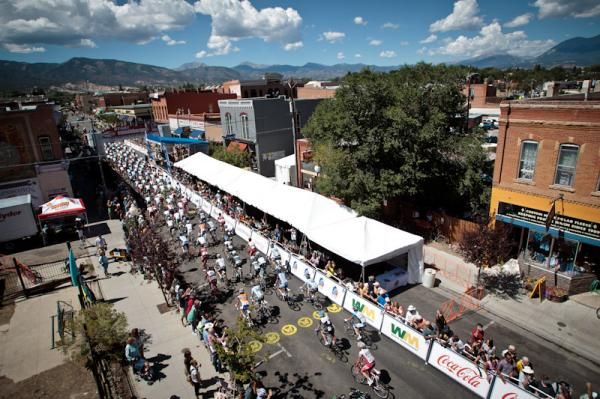 The peloton rolls out of scenic Salida.