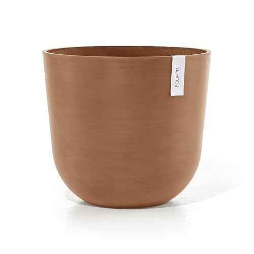 Ecopots Oslo Durable Modern Round Indoor/outdoor Recycled-Based Composite Flower Pot Planter, Terracotta Color, 17.75"