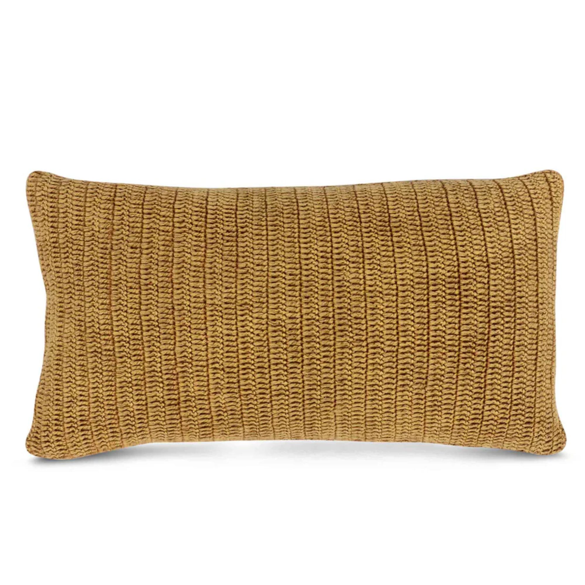 gold knitted rectangular pillow