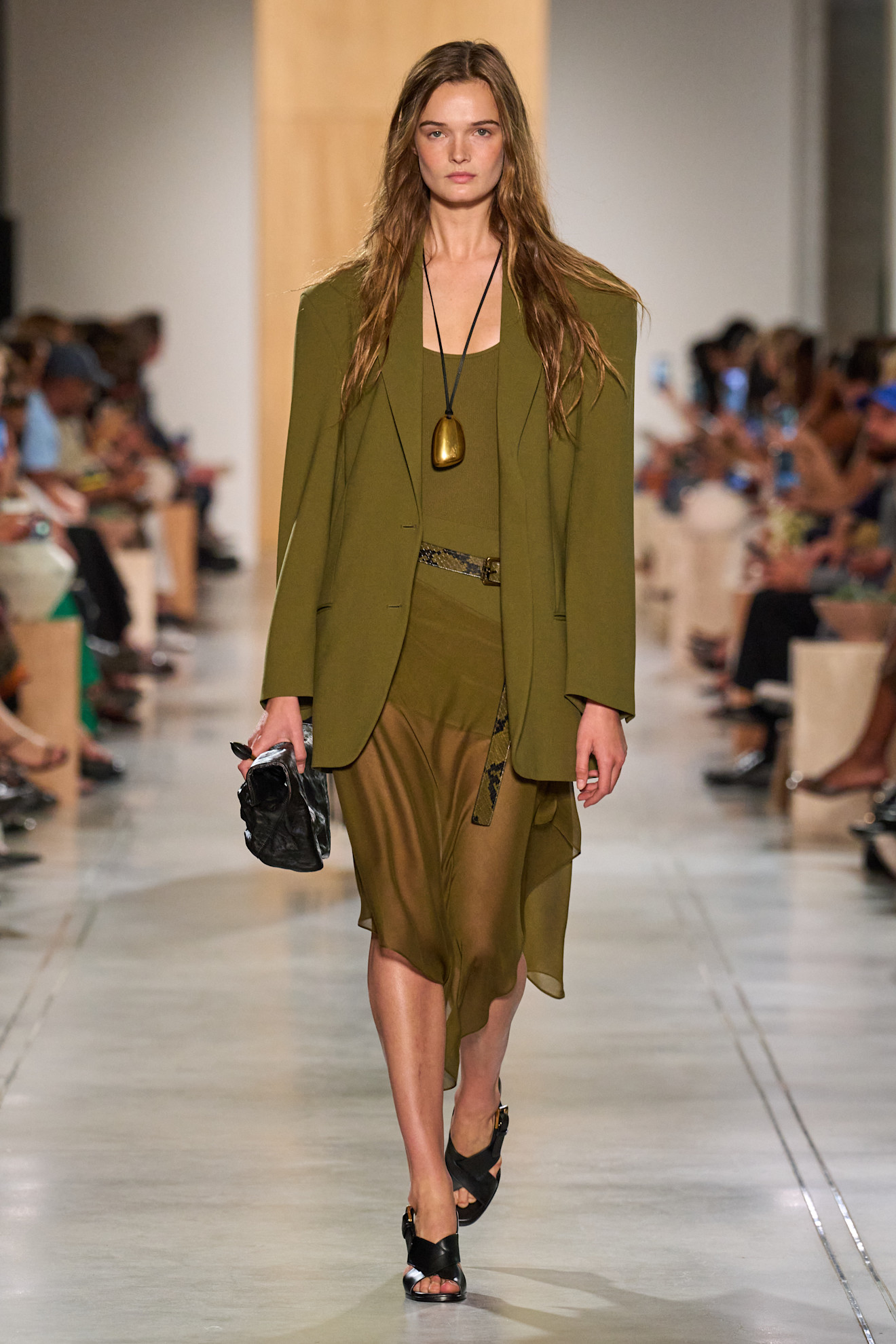 Michael Kors olive green dress and blazer