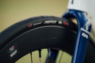 A Miche wheel fitted with a Continental Aero 111 tyre