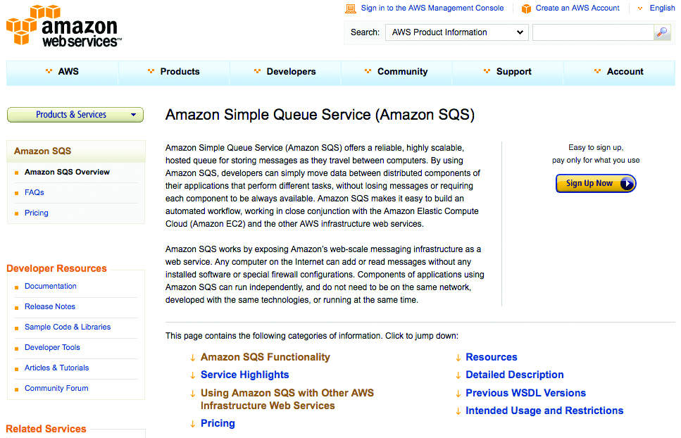 SQS provides a simple queue for tasks to be handled by servers