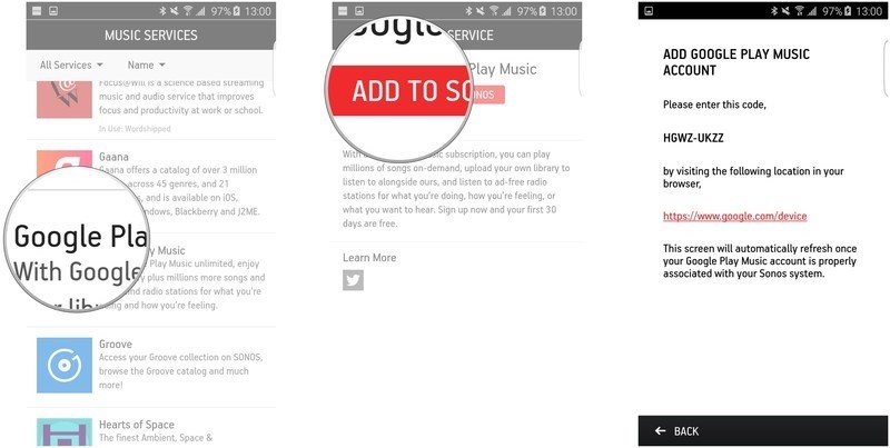 Tap the music service you'd like to add, tap Add to Sonos, sign in