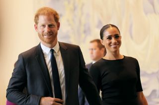 Prince Harry and Meghan Markle walking side by side