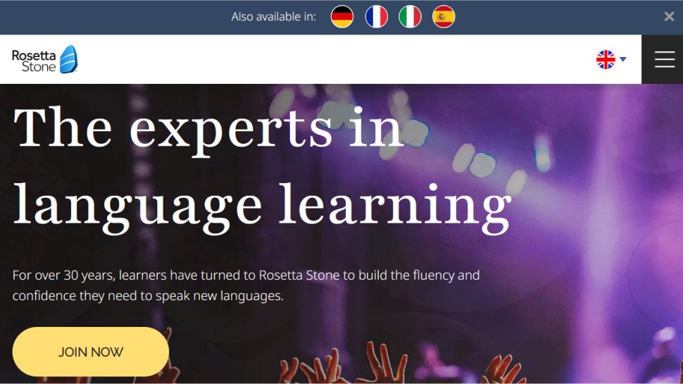 Rosetta Stone website screenshot (July 2025).