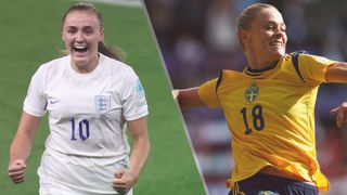 Georgia Stanway of England and Fridolina Rolfo of Sweden could both feature in the England vs Sweden live stream