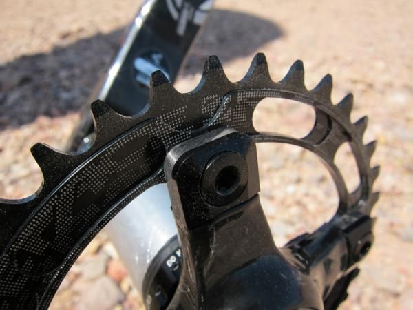 The carbon fiber chainring tabs on the Race Face SixC DH crank measure 4.5mm thick for extra durabilty.