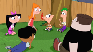 The main friend group in Phineas and Ferb in "Last Day of Summer."