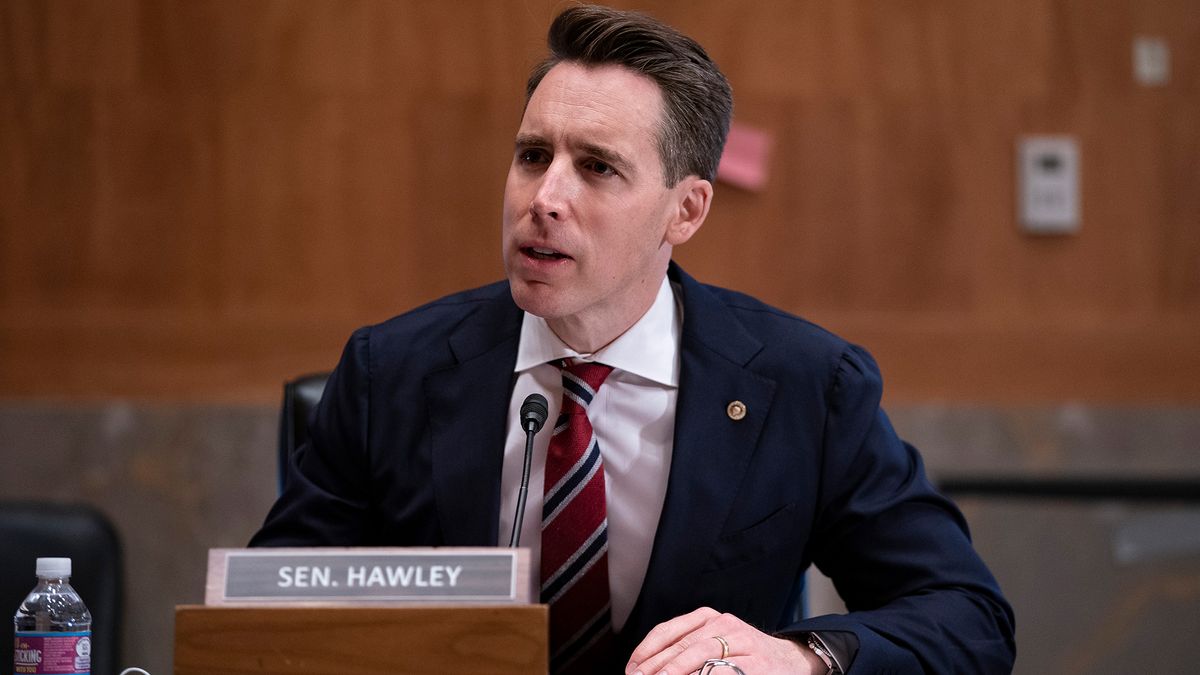 Senator Josh Hawley (R-MO) speaks during a Senate Homeland Security and Governmental Affairs Committee hearing May 11, 2021 on Capitol Hill in Washington, D.C. The committee is hearing testimony on &quot;Prevention, Response, and Recovery: Improving Federal Cybersecurity Post-SolarWinds.&quot;