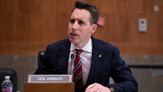 Senator Josh Hawley (R-MO) speaks during a Senate Homeland Security and Governmental Affairs Committee hearing May 11, 2021 on Capitol Hill in Washington, D.C. The committee is hearing testimony on "Prevention, Response, and Recovery: Improving Federal Cybersecurity Post-SolarWinds."