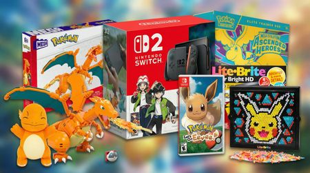 Compilation of Pokémon video games and toys