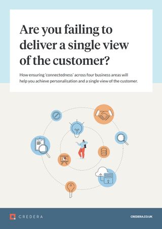 Are you failing to deliver a single view of the customer? - person surrounded by icons - whitepaper from Credera