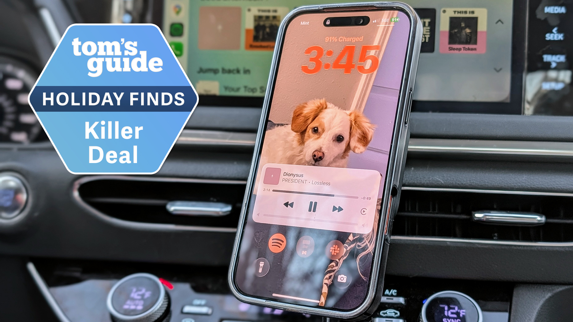 Phone mounted in car