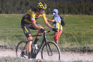 Wout van Aert (Jumbo-Visma) takes on the gravel during stage 18 of the 2020 Tour de France