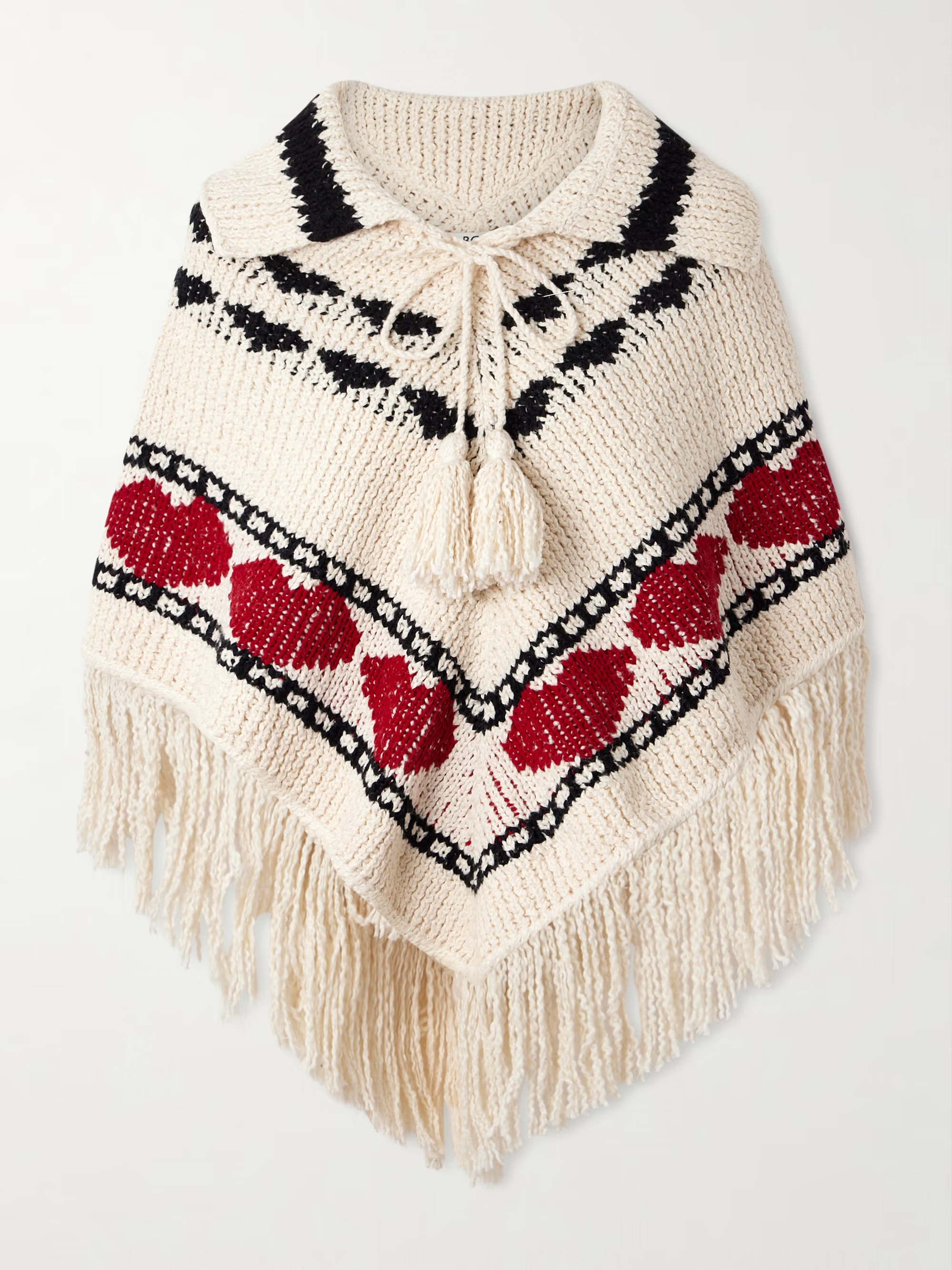 Alix of Bohemia, Faune fringed jacquard-knit cotton poncho
