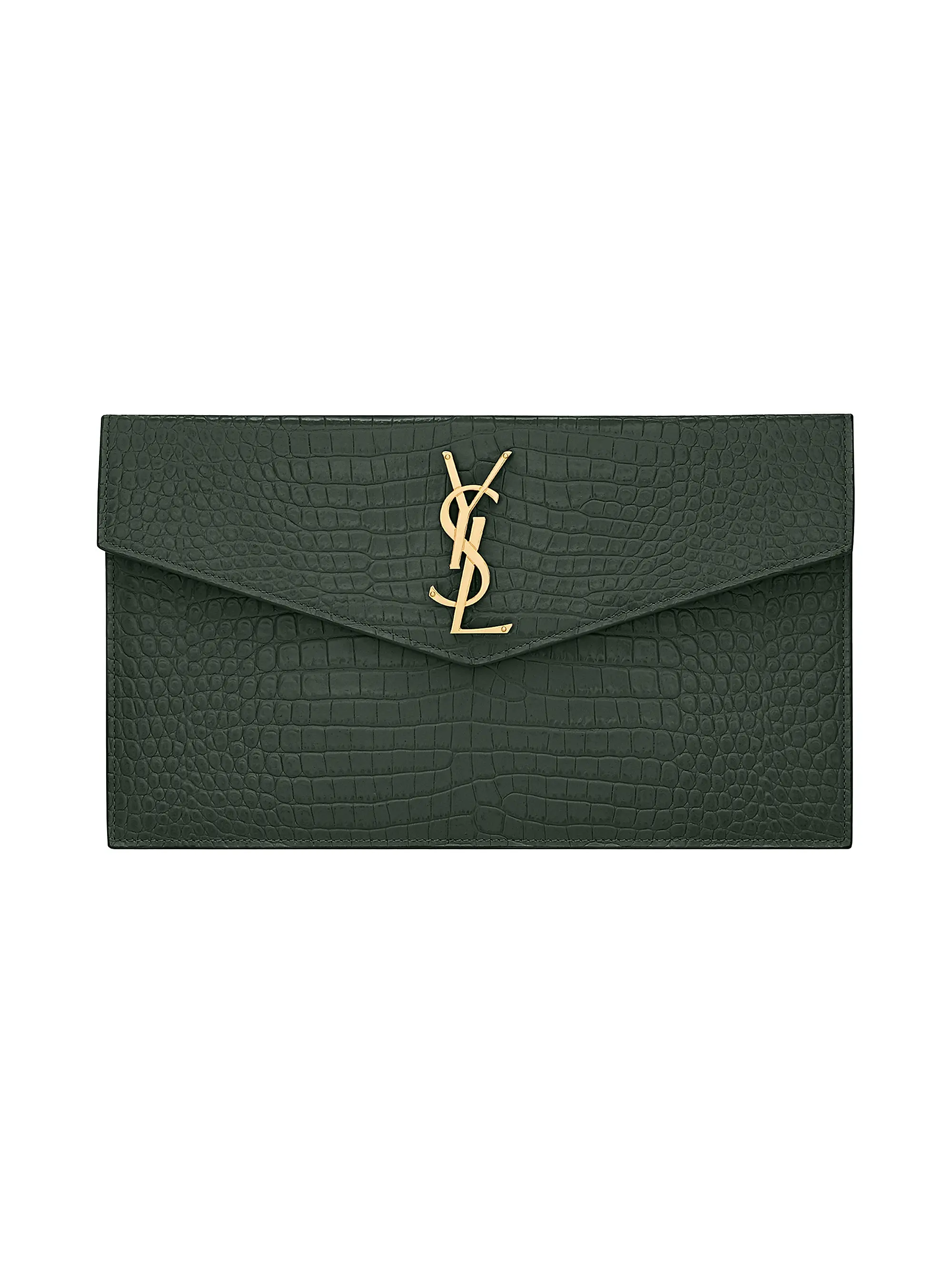 Dark Green snakeskin clutch