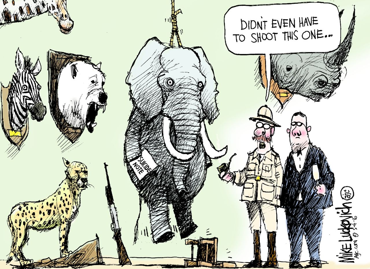 Political Cartoon U.S. GOP Suicide