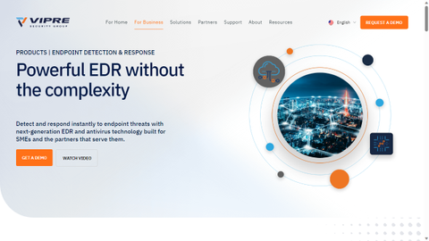 Website screenshot for Vipre EDR