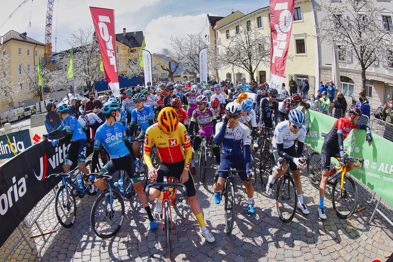 The Tour of the Alps peloton lines up for stage 1