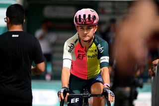 SASSARI ITALY JULY 09 Veronica Ewers of The United States and Team EF EducationTibcoSvb prior to the 34th Giro dItalia Donne 2023 Stage 9 a 12685km stage from Sassari to Olbia UCIWWT on July 09 2023 in Sassari Italy Photo by Dario BelingheriGetty Images