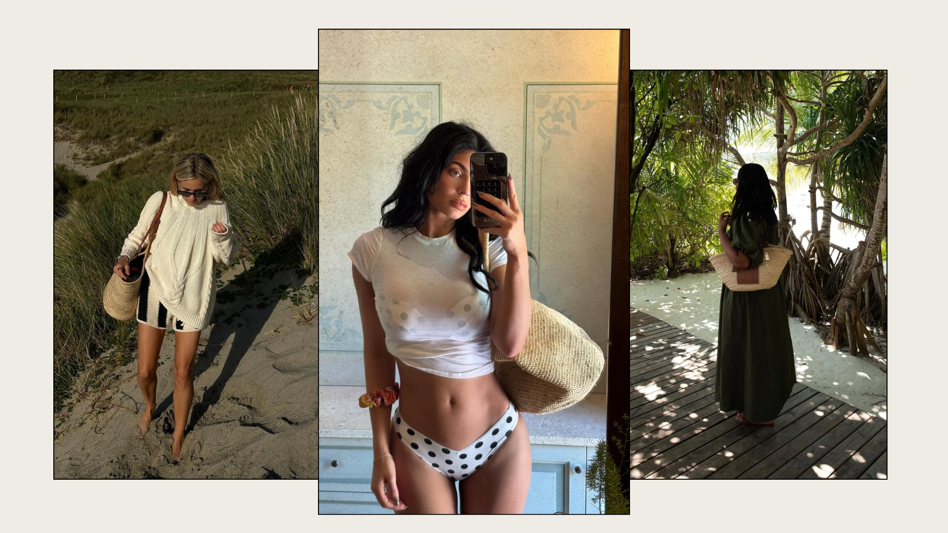 A collage of the best beach bags.