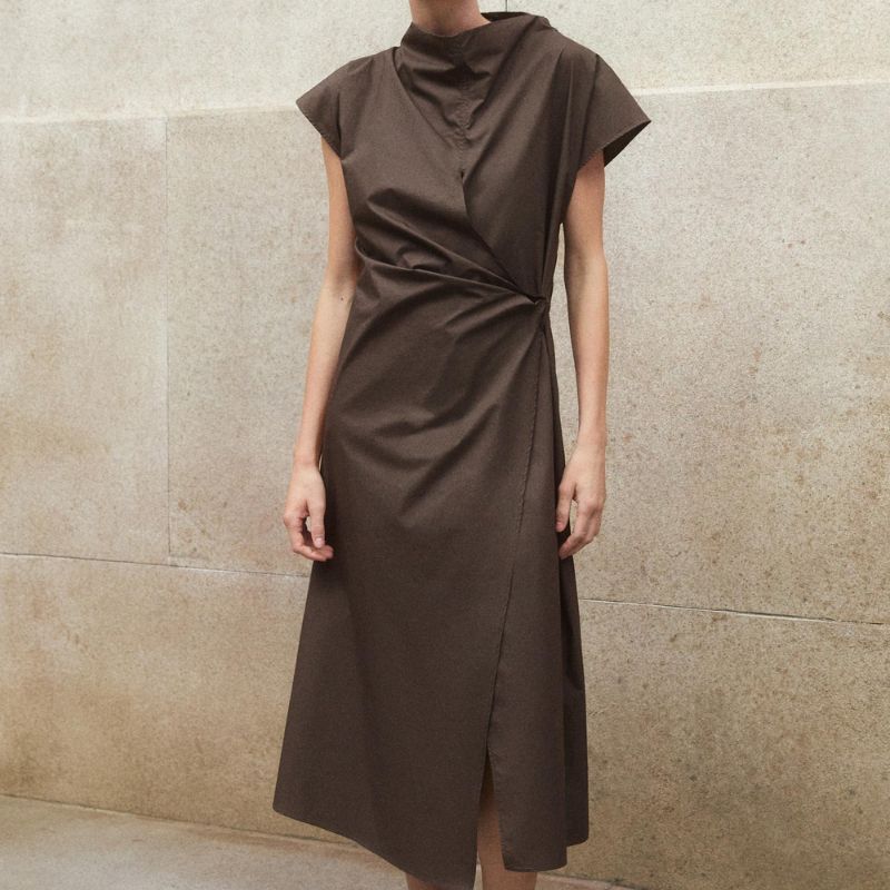 chocolate brown cotton dress