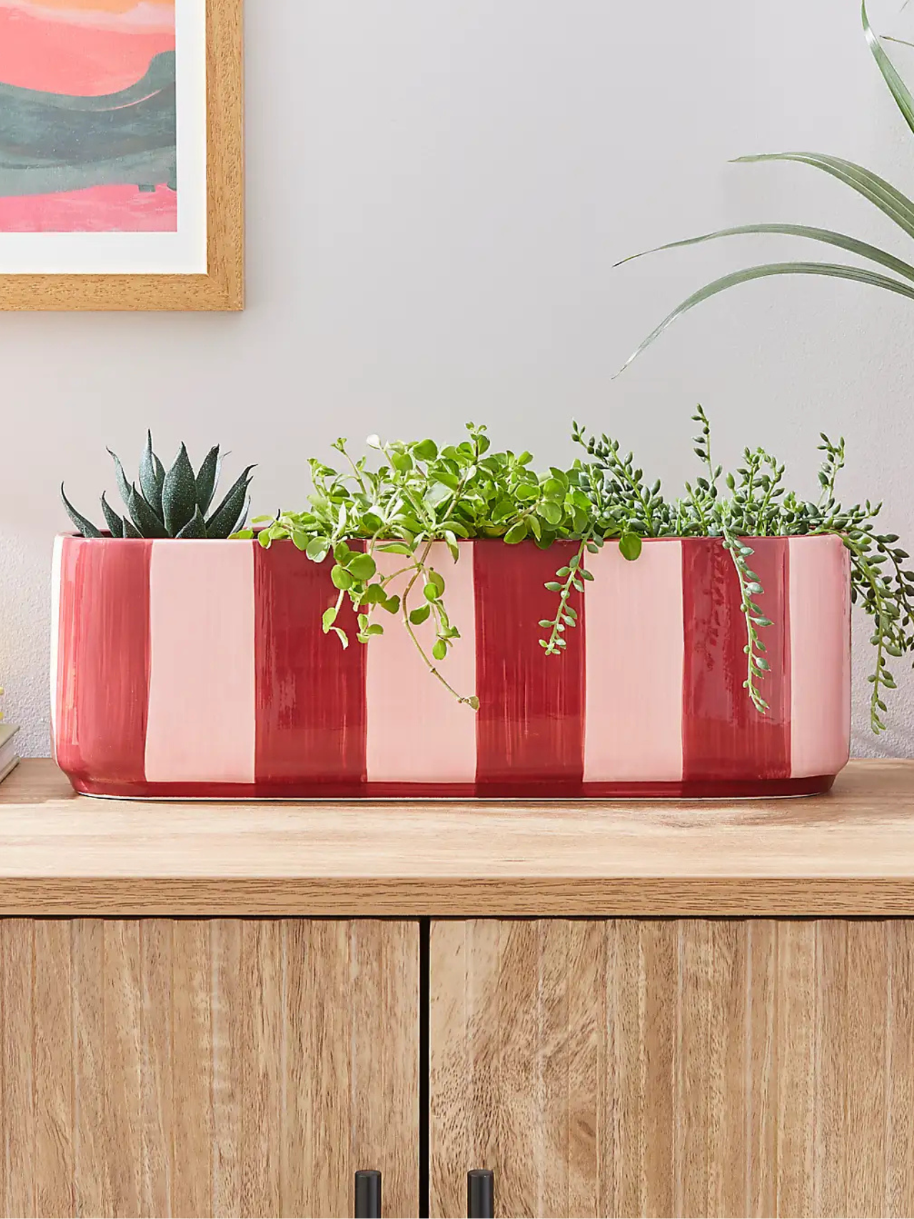 Elements Striped Ceramic Windowsill Plant Pot