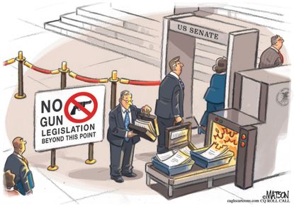 Political Cartoon U.S. Senate Gun Control Legislation inaction