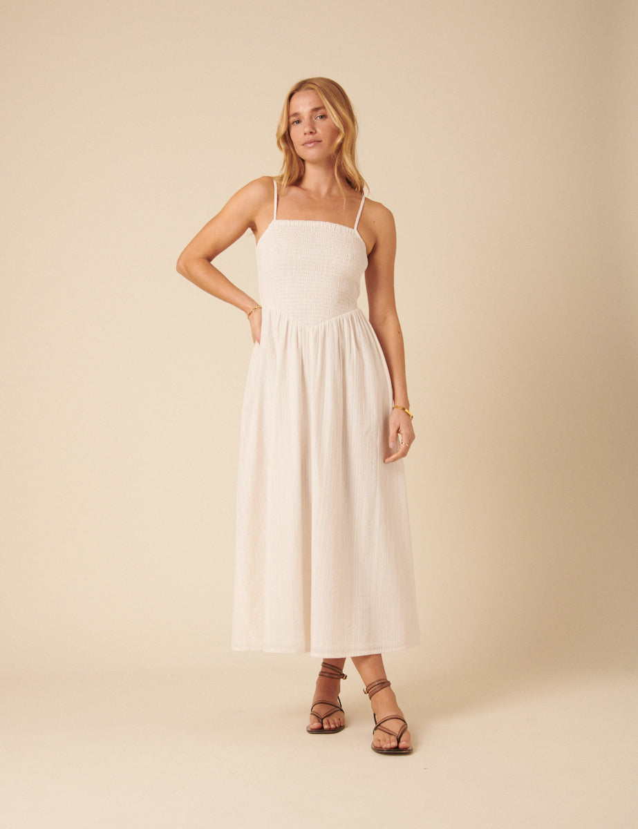 Stone Ruched Drop Waist Imogen Midi Dress