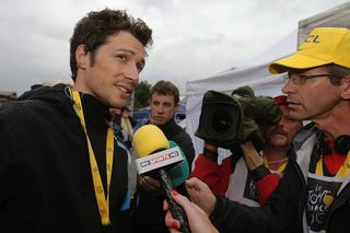 British Sky cycling team manager Nicolas Portal speaks to journalists at the end of the 1725 km eighteenth stage of the 100th edition of the Tour de France cycling race on July 18 2013 between Gap and AlpedHuez French Alps AFP PHOTO JOEL SAGET Photo credit should read JOEL SAGETAFP via Getty Images