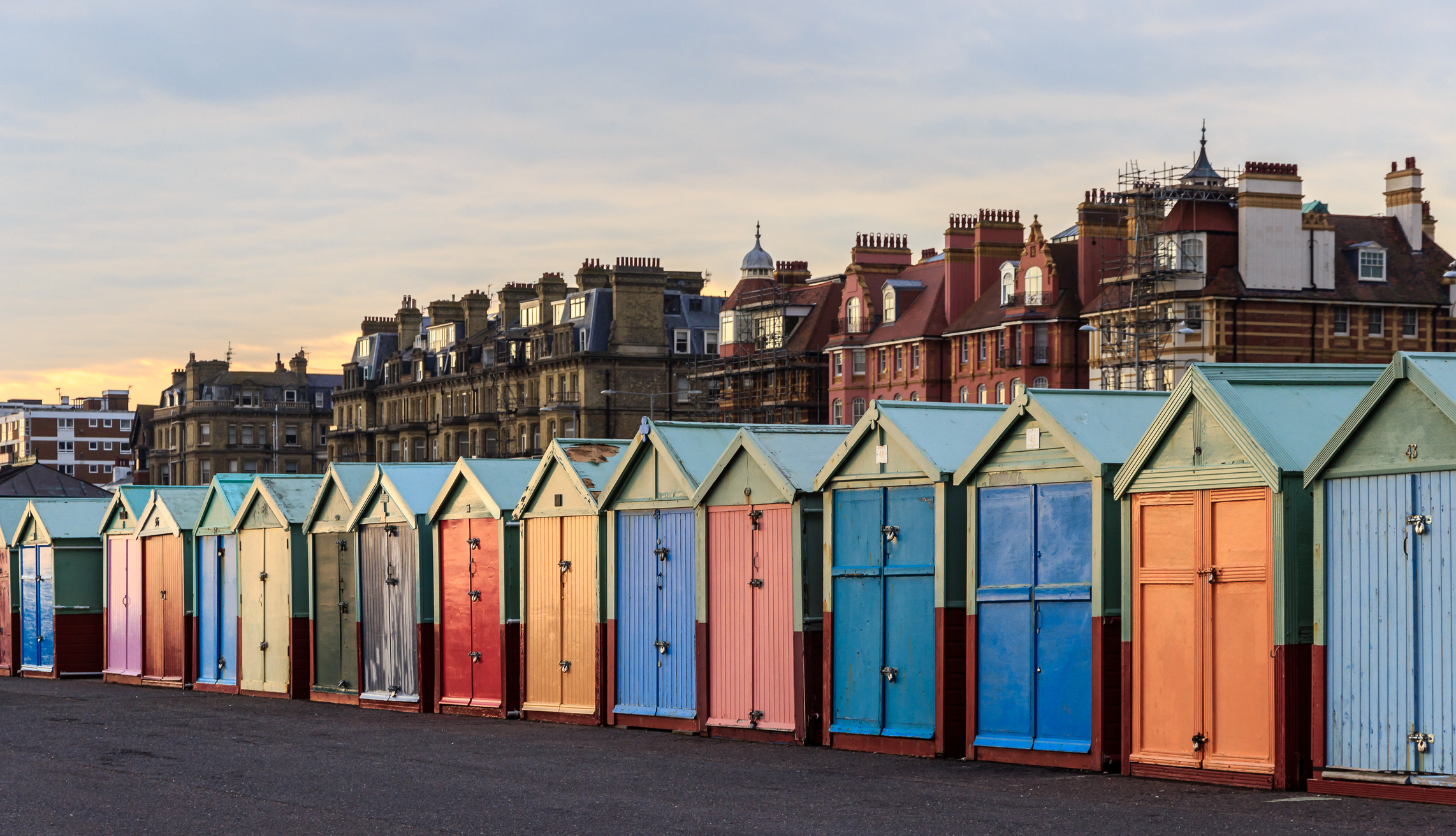 Colourful beach huts in Brighton