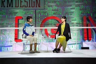 Michiyo Nakamoto and Tamae Hirokawa talking on stage at Brainstorm Design 2019