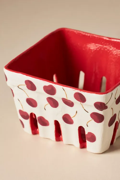 Handpainted Stoneware  Berry Basket