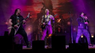 Trivium live on stage with Robb Flynn