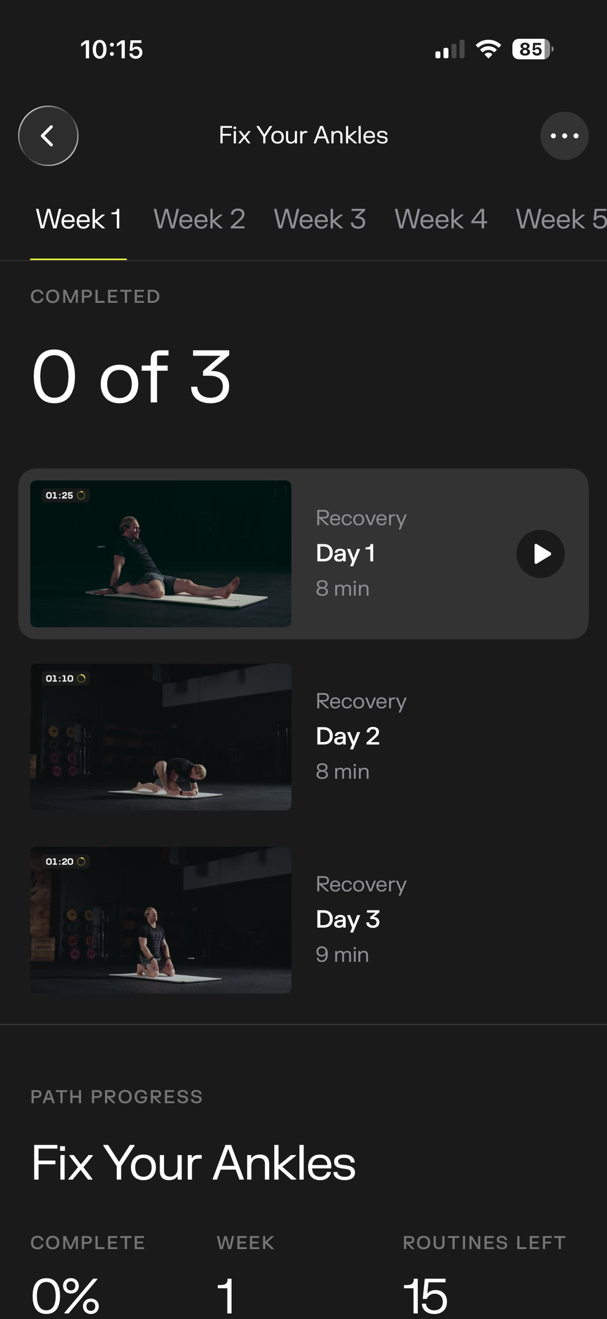 Pliability app mobility test results in-app