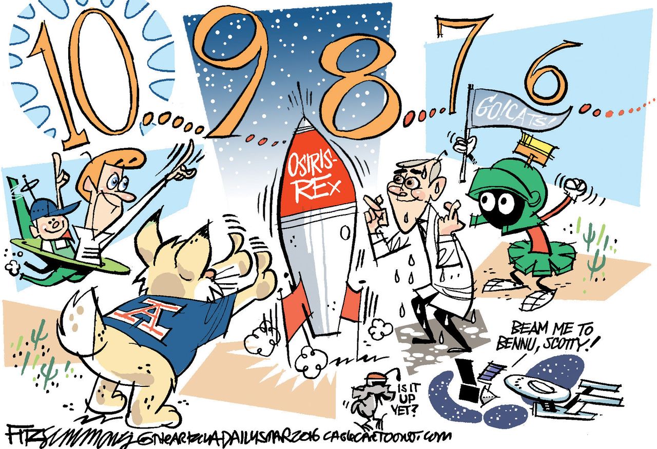 Editorial cartoon U.S. Osiris-Rex countdown