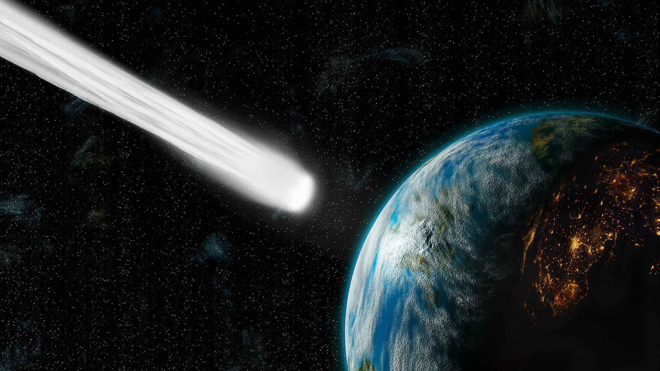 Artist's depiction of a comet travelling towards Earth.