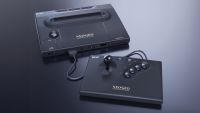 A black retro console from the 1990s
