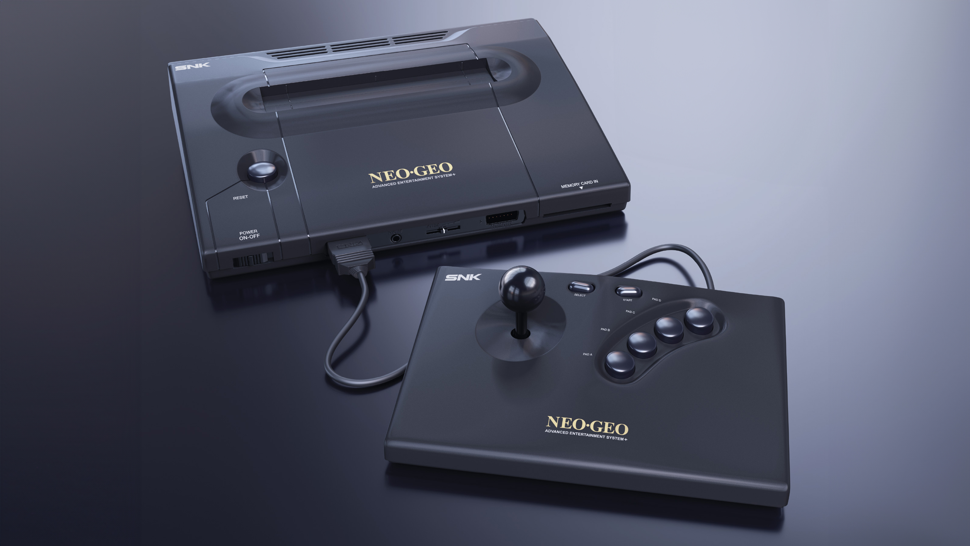 A black retro console from the 1990s