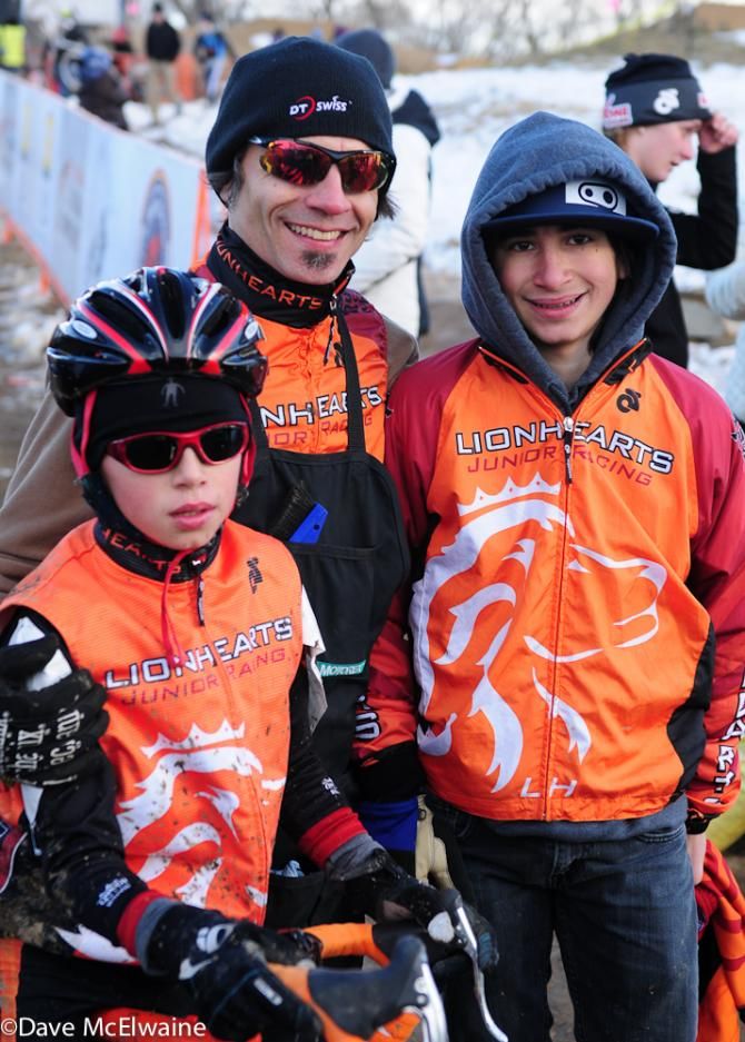 A Lionheart junior racer with his family