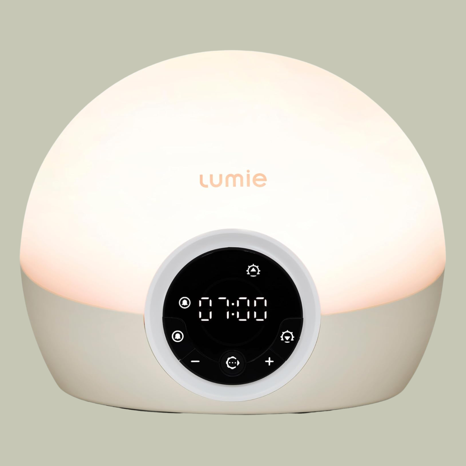 An off-white smart alarm clock