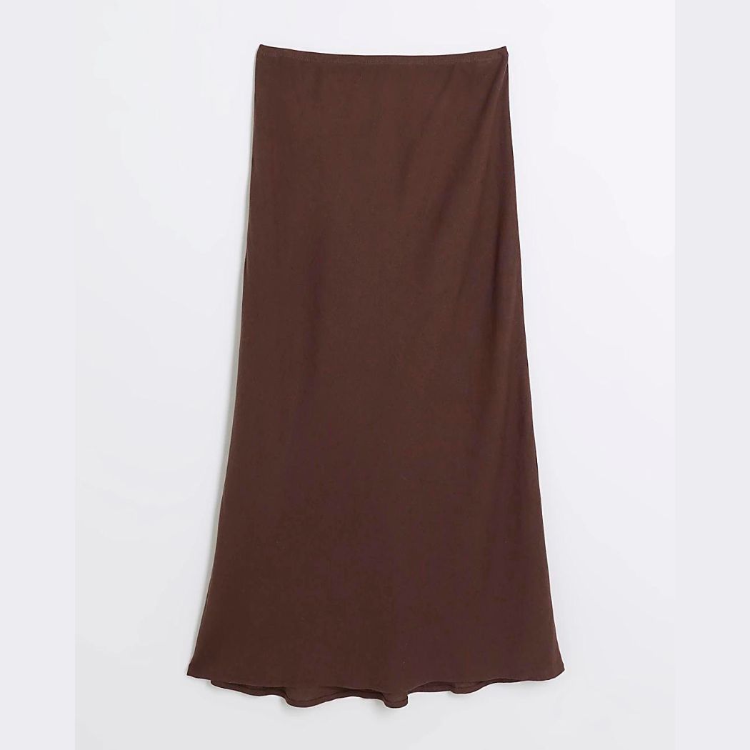 River Island Brown Maxi Bias Skirt
