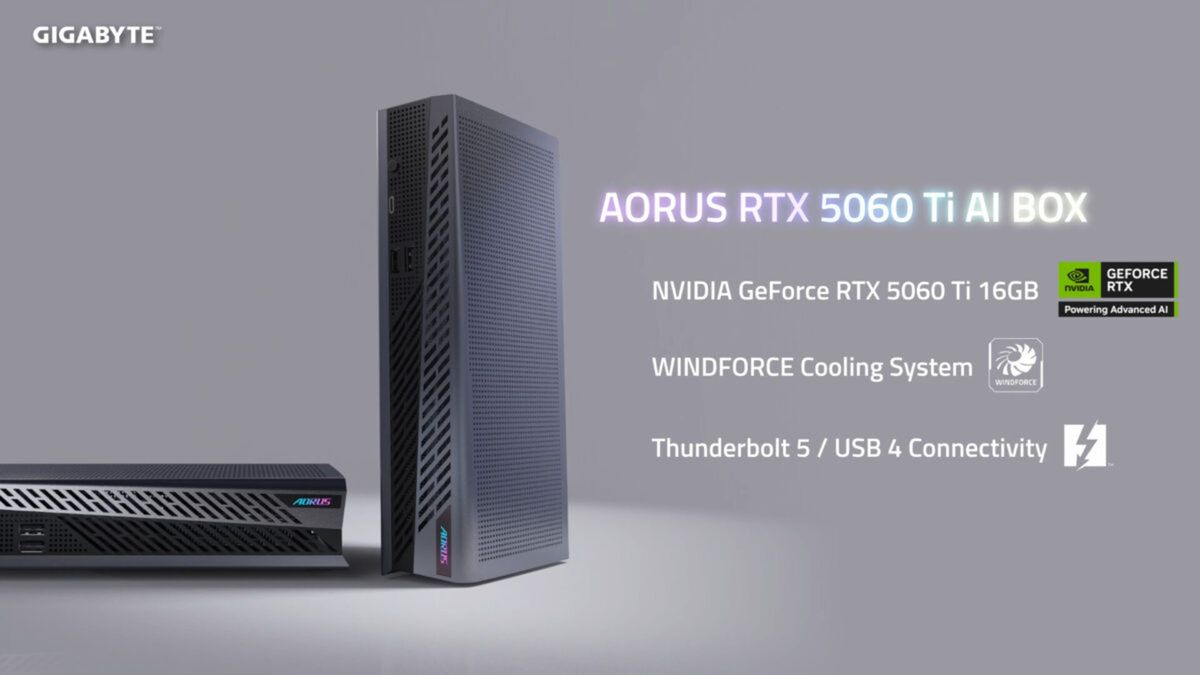 Gigabyte Thunderbolt 5 graphics box squeezes desktop RTX power, USB4 compatibility, and docking features into a relatively small chassis for high-end laptops